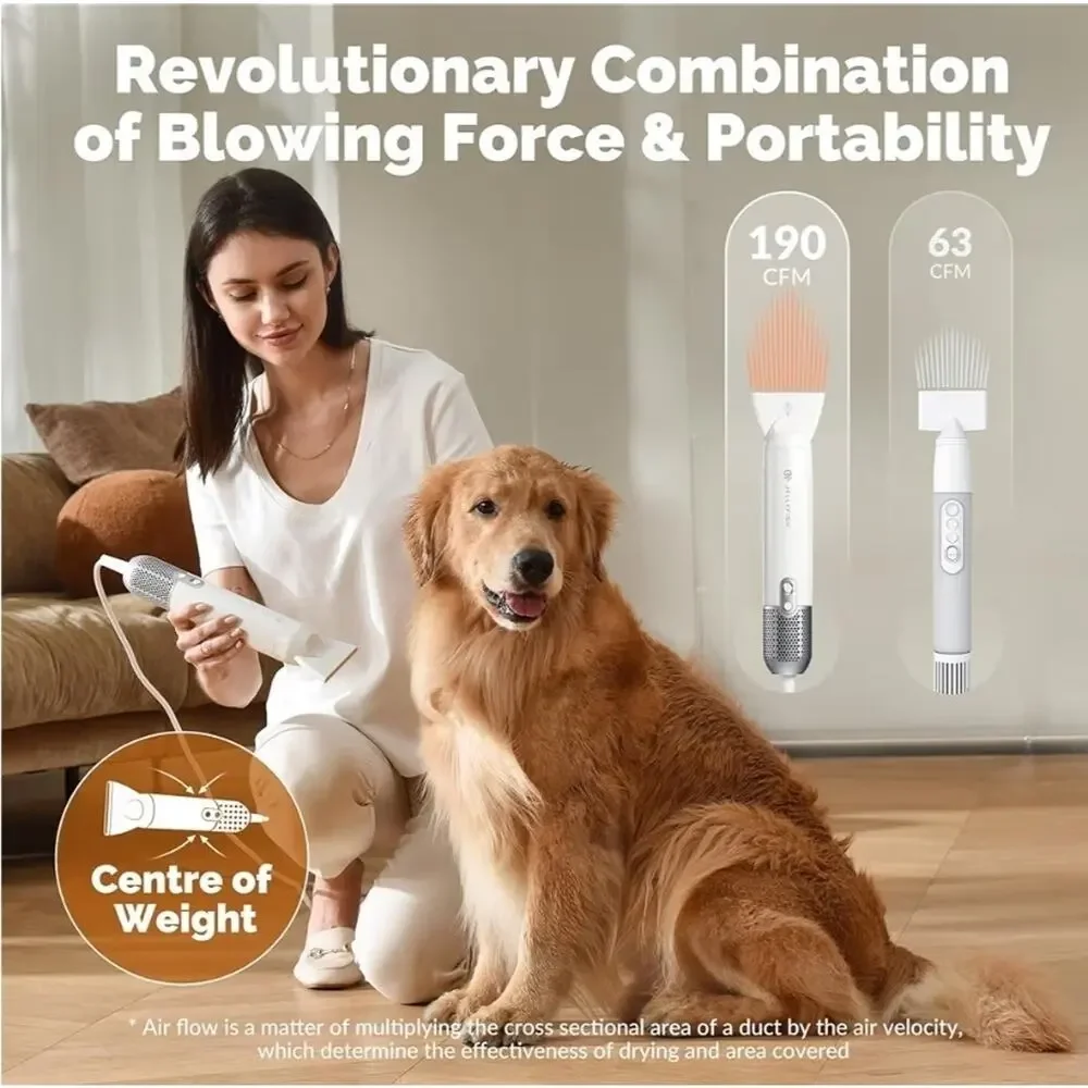 Jellyfish Handheld Dog Dryer, 1.21 lb Lightweight, 2 Speeds, 4 Temp, Portable